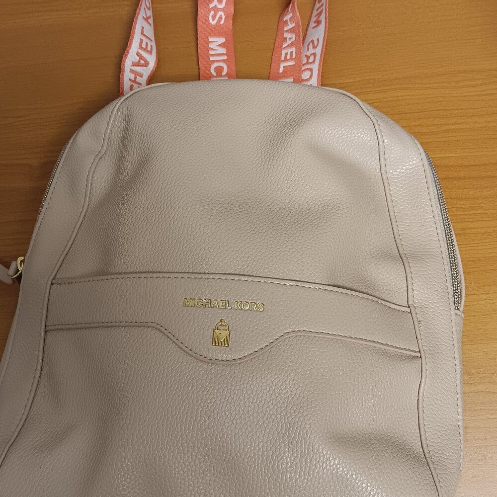 Michael Kors Pebble Leather Soft Blush Pink Backpack Gold Logo Hardware